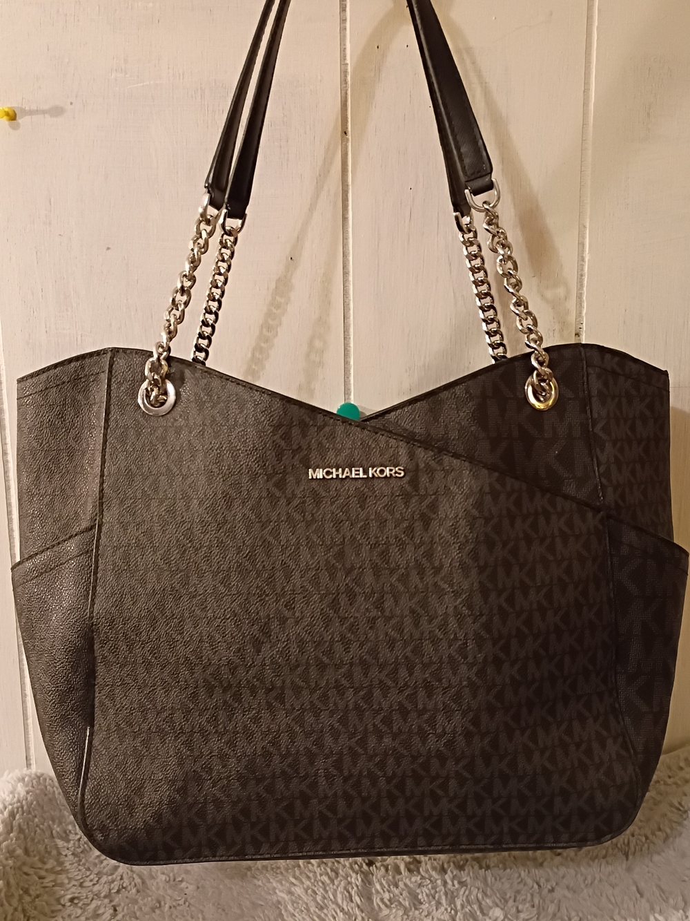 Michael Kors Black Signature Chain-Handle Shoulder Tote